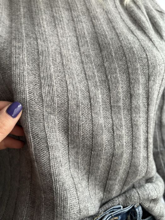 Kaszmirowy szary sweter półgolf damski 100% kaszmir szary 40 l