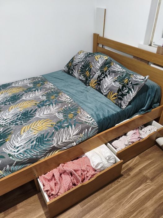 Cama madeira 135x190 com gavetas + Colchão