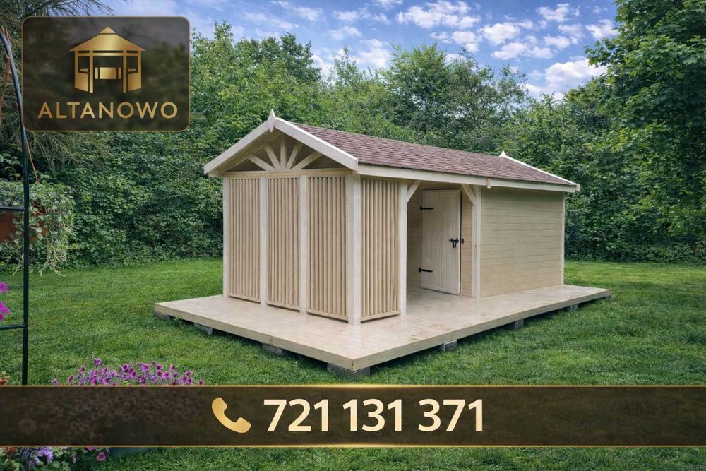 Drewniany domek letniskowy z altaną drewniany 3x6m | producent