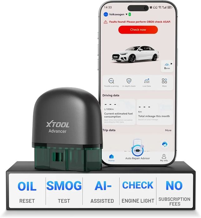 XTOOL Advancer AD20 Pro bezprzewodowy skaner diagnostyczny OBD2 pasuje do iPhone'a i Androida,