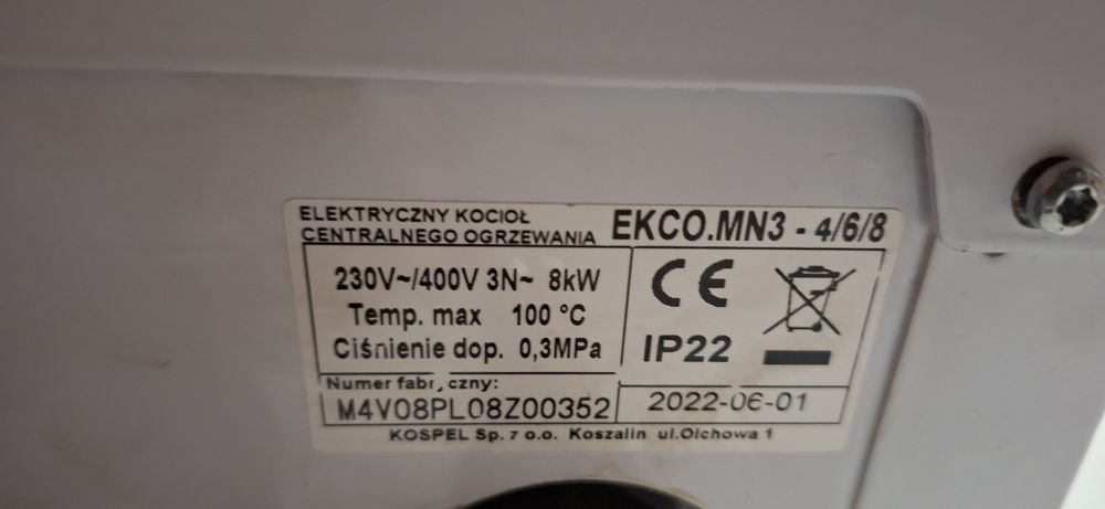 Kocioł elektryczny kospel ekco.mn3 8kw