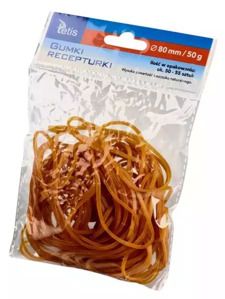 Gumki recepturki 80mm 50g. TETIS. Nowy Produkt
