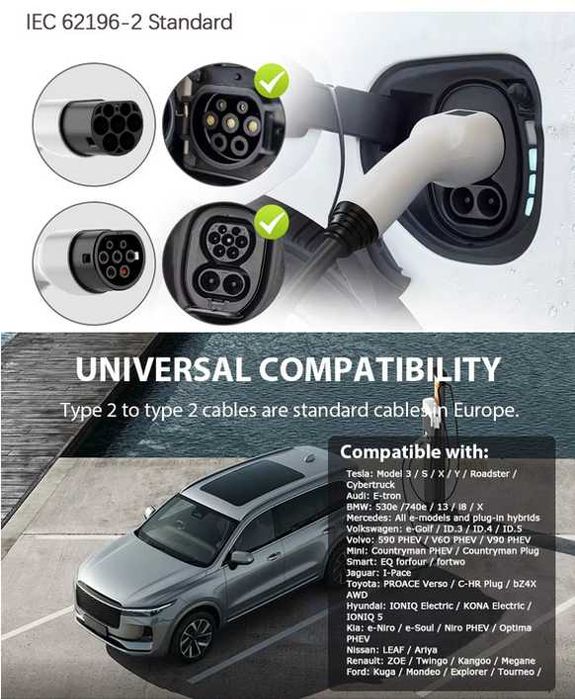 22 kW / 32 A Charging Cable – 3-Phase – Type 2 – for Electric and Hybrid Vehicles64738600559873122
