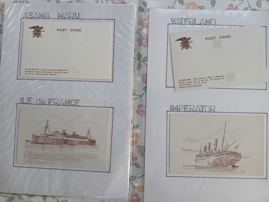 Postais de navios desenhados - lote de 20