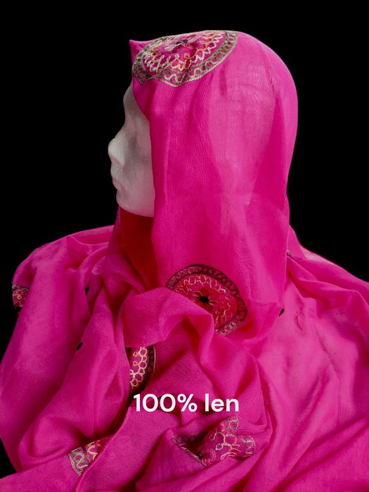 Szal haftowany chusta pareo 100% len, rozmiar 180*93