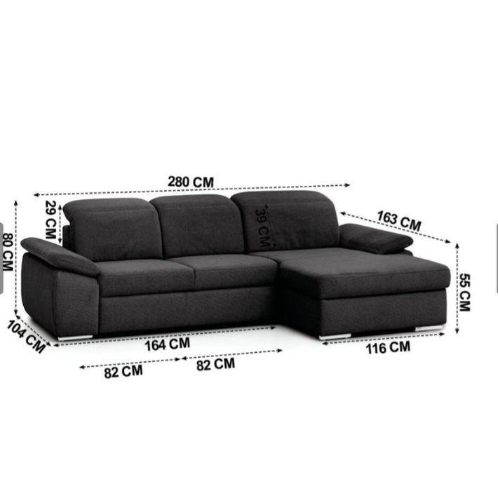 Sofa chaise longue cinza escuro