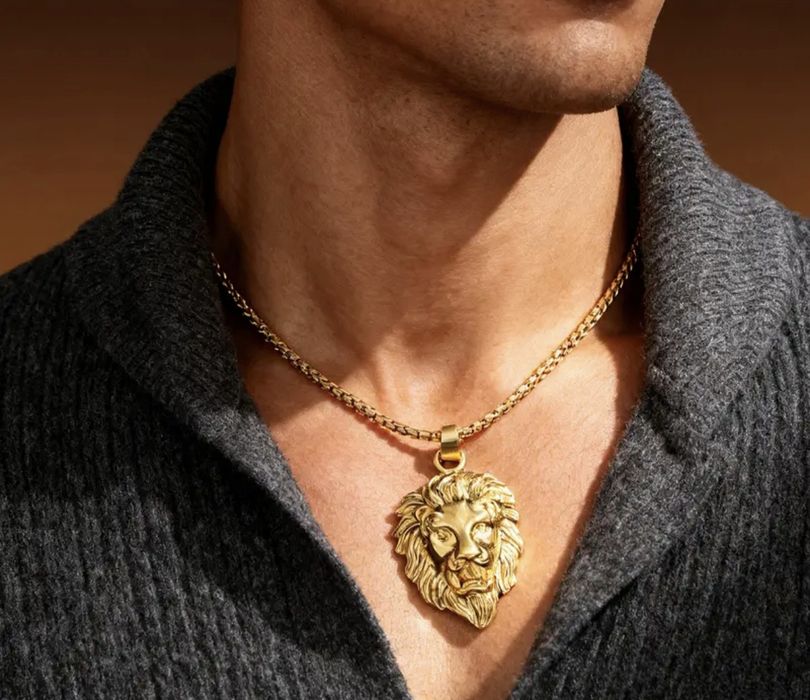 Conjunto Colar e Pulseira Leão Dourado