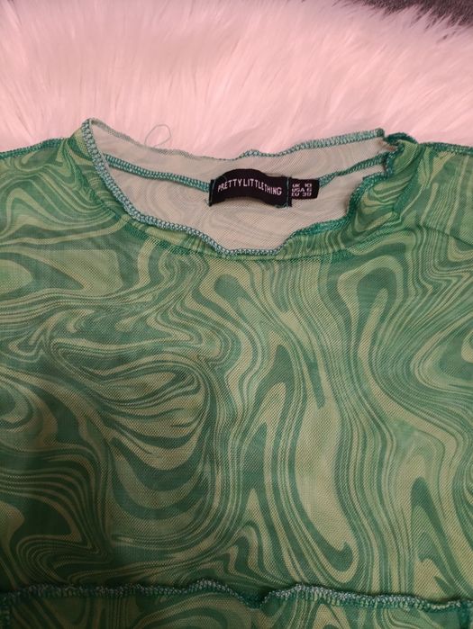 Body transparentne zielone szlaczki m pretty little thing