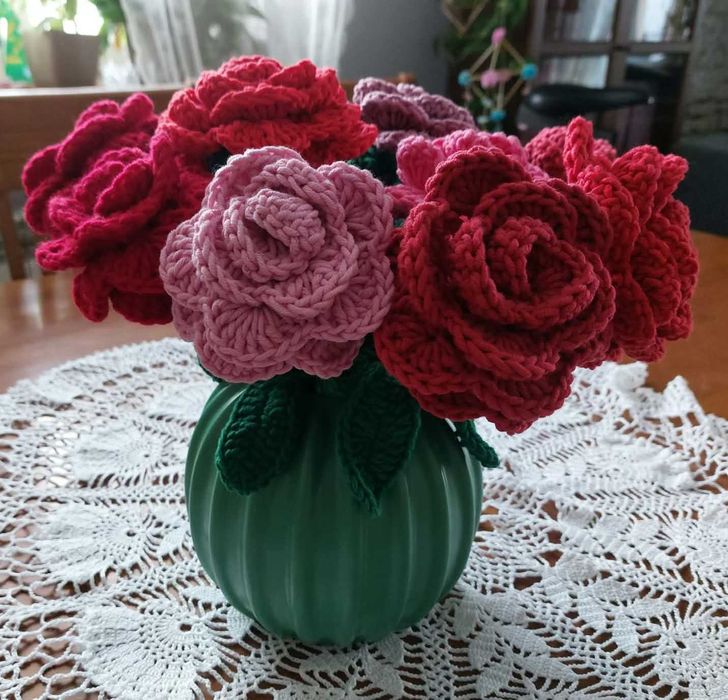 Bukiet róż na szydełku