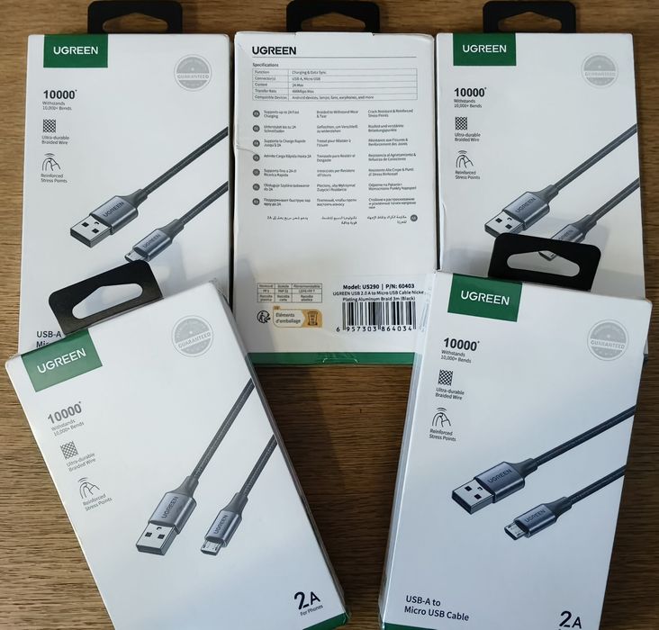 Кабель Type-C, Rocoren 60w, 100w, Кабелі UGREEN, USB, Micro-USB/Type C