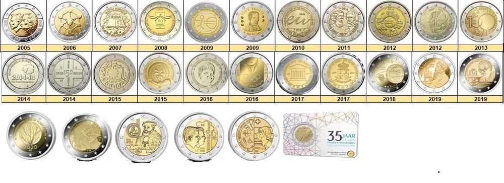 Bégica moedas comemorativas 2 euros ou 2,00 UNC