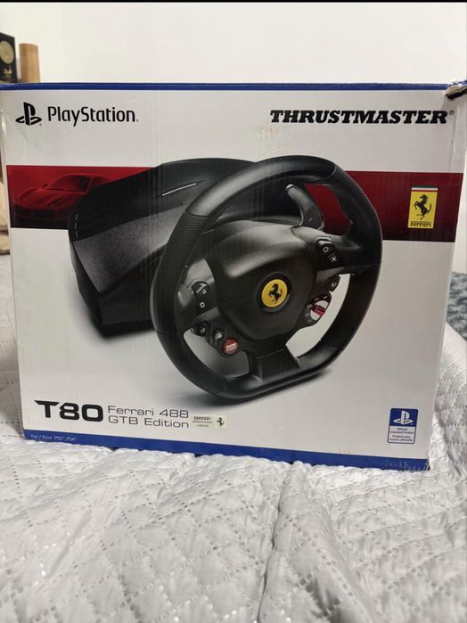 Volante Thrustmaster T80 Ferrari 488 GTB Edition (PS4/PS5/PC) – Completo com caixa