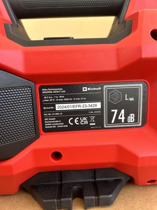 Bomba de jardim a bateria Einhell AQUINNA 36/38 F LED