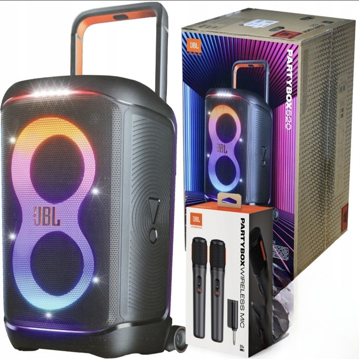 JBL PartyBox 520 nowy + 2x Mikrofony JBL Wireless Mic