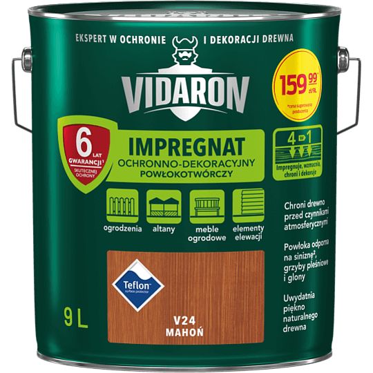 VIDARON Impregnat Ochronno-Dekoracyjny V24 Mahoń 9L