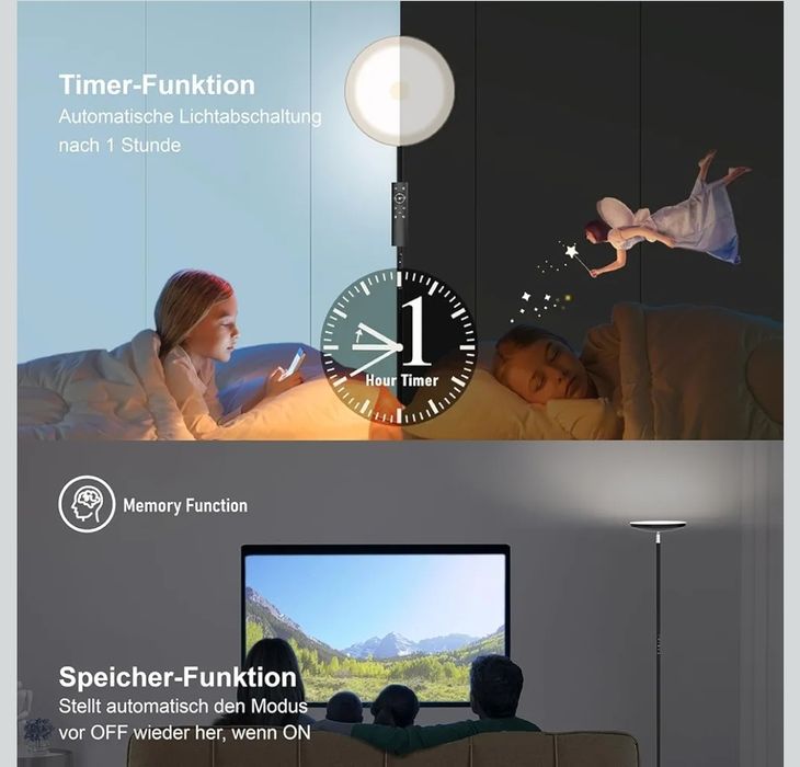 Lampa stojąca LED Ściemniana 30 W 3000 Lumenów Nowoczesna lampa W017