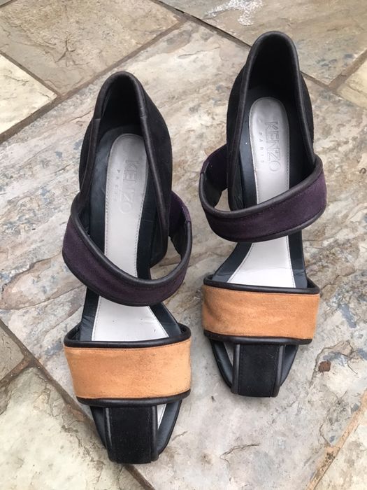 Kenzo 37 piękne markowe buty czółenka luksusowe skóra słupek