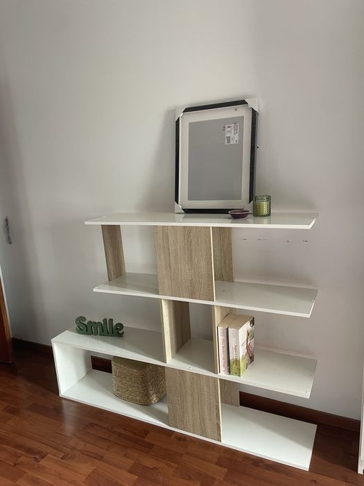 Estante modular branca e carvalho claro Conforama