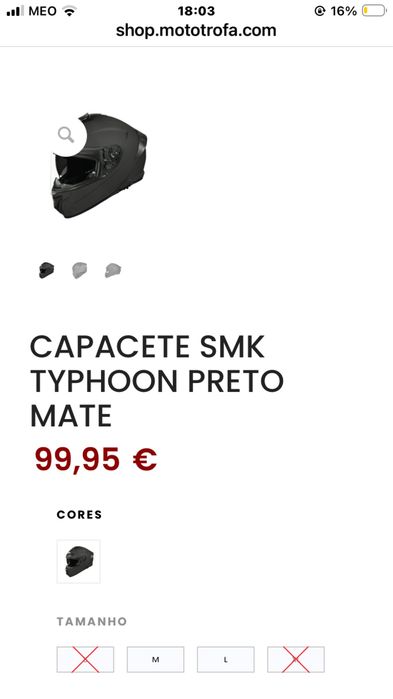 Capacete SMK TYPHOON Preto Mate