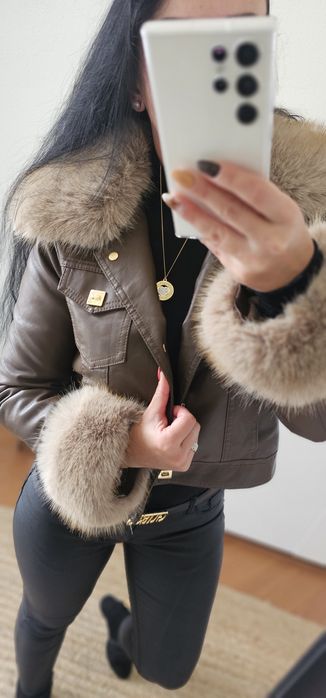 Kurtka ramoneska ocieplana z odpinanym futerkiem