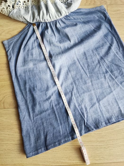 Bluzka koszulka hiszpanka niebieska jeansowa z haftem