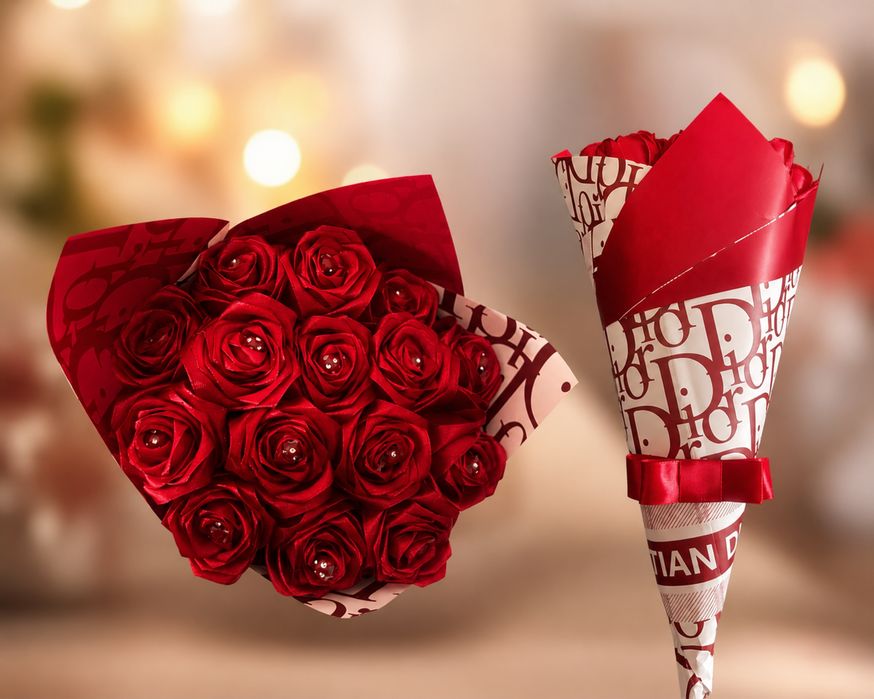 Arranjo rosas de cetim