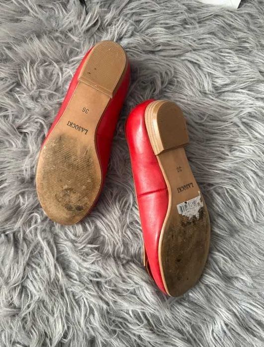 Baleriny vinatege skórzane skóra Boho cottge core coquette Lasocki 36