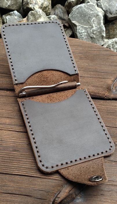 Затискач, гаманець з натуральної шкіри ВРХ