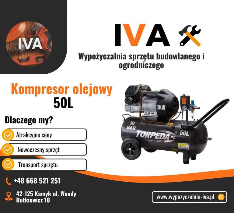 Wynajem Kompresor olejowy 3KW wypożyczalnia sprzętu