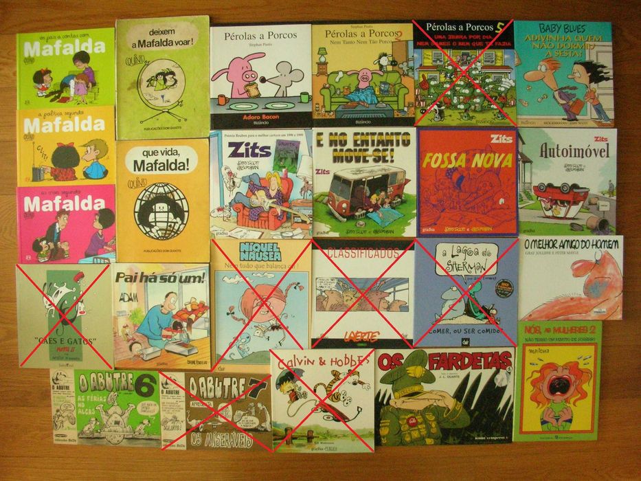 Lote BD Humor, Cartoon, Mafalda, Quino, BD em francês, espanhol, etc.