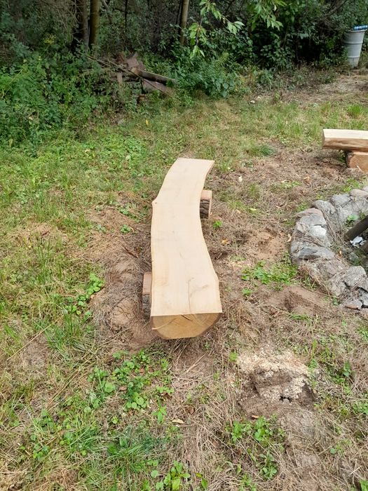 Ławki ogniskowe ogrodowe dębowe