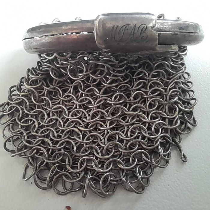 Bolsa Vintage, muito pequena, em prata