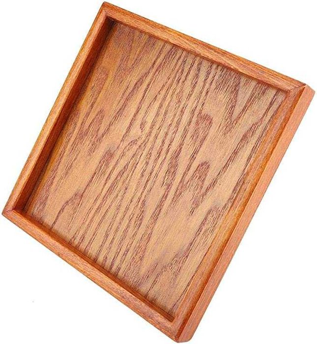 Taca kuchenna z litego drewna dekoracyjna deserowa 18x18cm