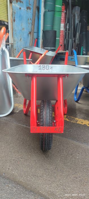 Тачка строительная 100л 120л 130л 150л с толстым оц. корытом и колесом