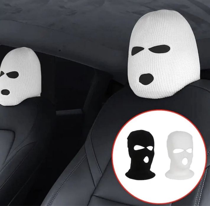 Балаклава маска снуд белая черная бандитка в на подголовник авто баф