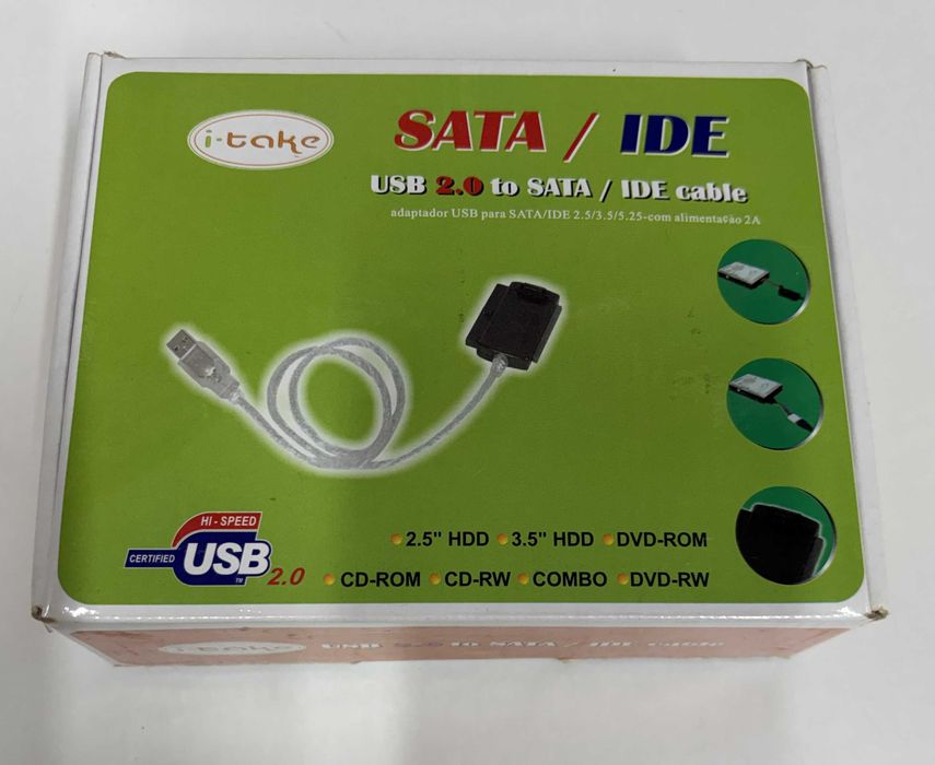 Adaptador USB 2.0 para IDE SATA Disco Rígido 2.5 3.5 Recuperação