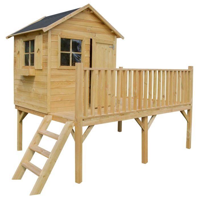 NOWY drewniany Domek dla dzieci ogrodowy IMPREGNOWANY 179x250x233 cm na platformie