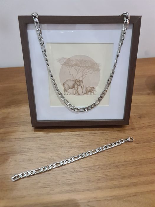 Conjuntos de cordão e pulseira em aço