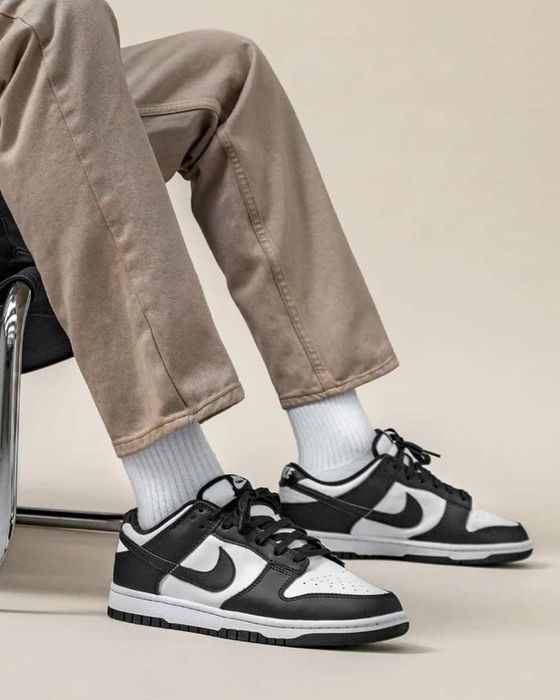 Nike Dunk Low Black White Panda кросівки найк данк шкіряні демісезонні