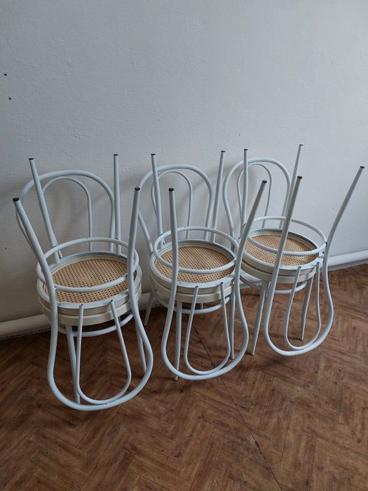 Zestaw 6 krzeseł metalowych – Styl Thonet / Bistro – Rattan