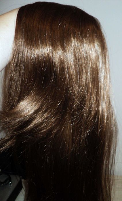 Peruka damska długie włosy jak naturalne, brąz wpadający w rudy