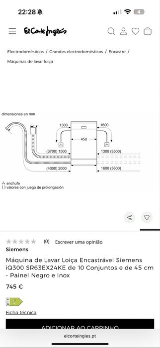 Maquina Loiça Encastrável Siemens iQ300 SR63EX24KE