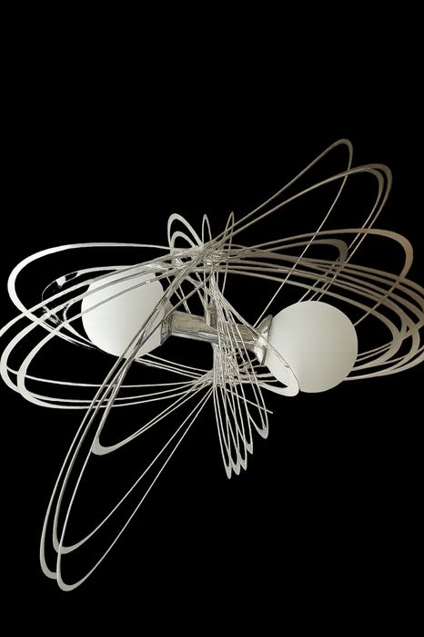 Candeeiro de teto suspenso Vintage em metal prateado espelhado