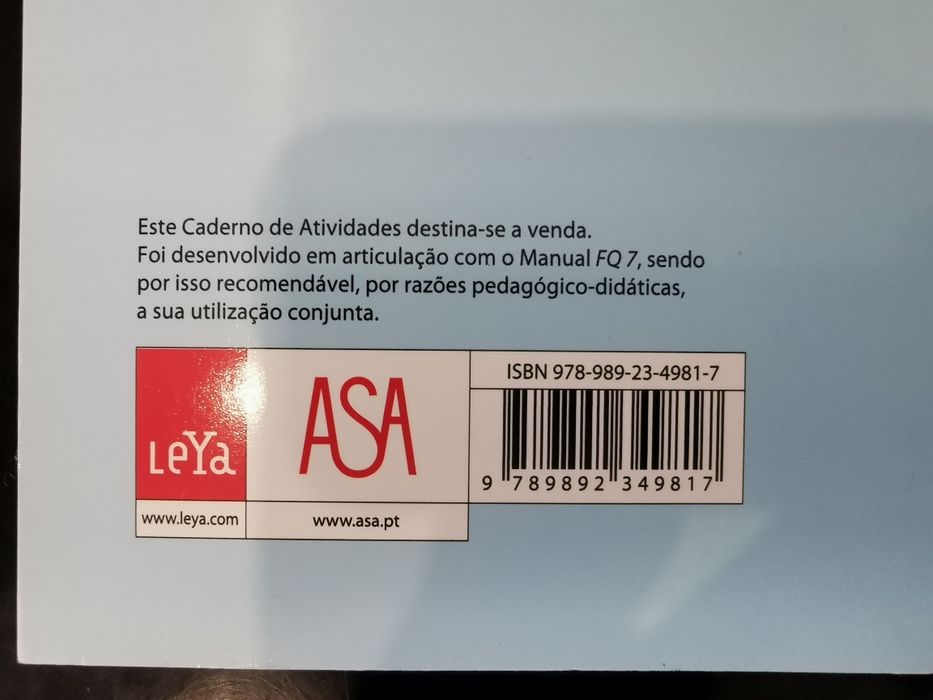 Caderno de atividades, FQ7, Físico Química, 7 ano
