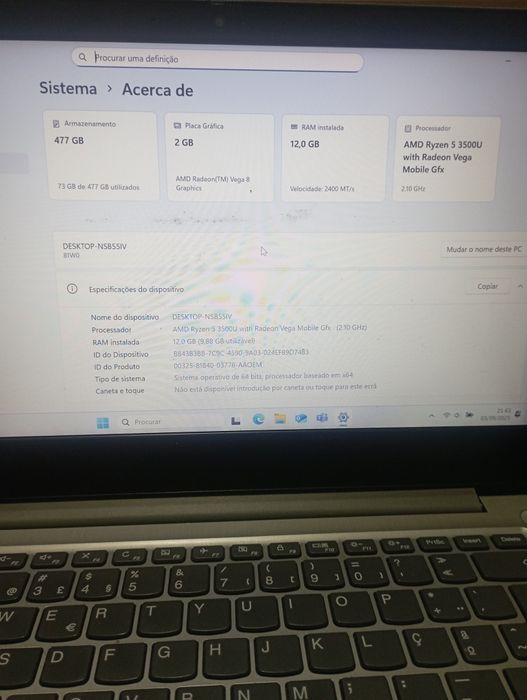 Lenovo idialpad 3 ryzen 5 peças