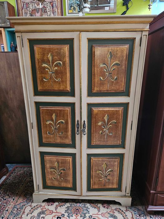 Móvel de entrada, antigo, em madeira maciça, pintado - Muitp bom es