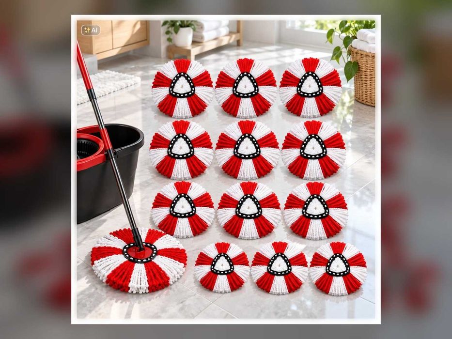 Nowe Wkłady Do Mopa Obrotowego 12 Szt Mikrofibra Zamiennik 34 Cm