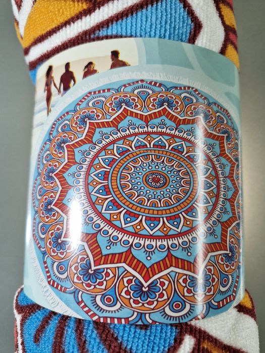 Duży Ręcznik Plażowy Koc Okrągły 150 cm Mikrofibra