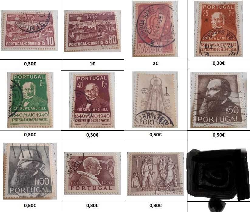 Vários Selos de Portugal 1898 a 1966