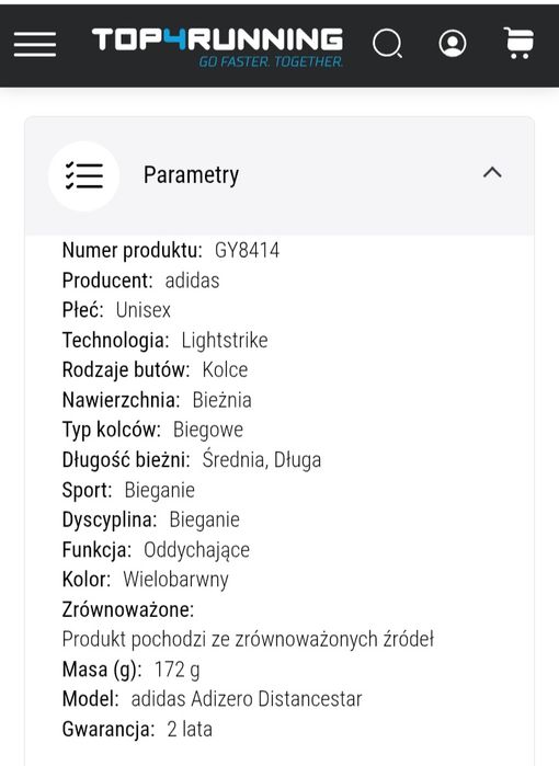 Kolce biegowe Adidas Adizero Distancestar 44 2/3